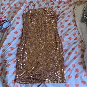 Rose gold mini dress